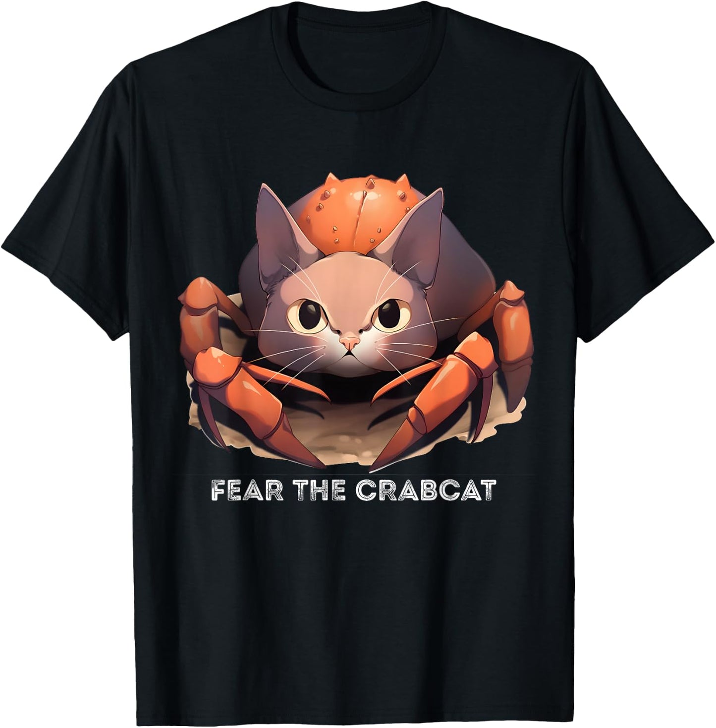 Fear the Crabcat - Funny Crab cat Cryptid Cryptozoology T-Shirt - T-Shirt | Black