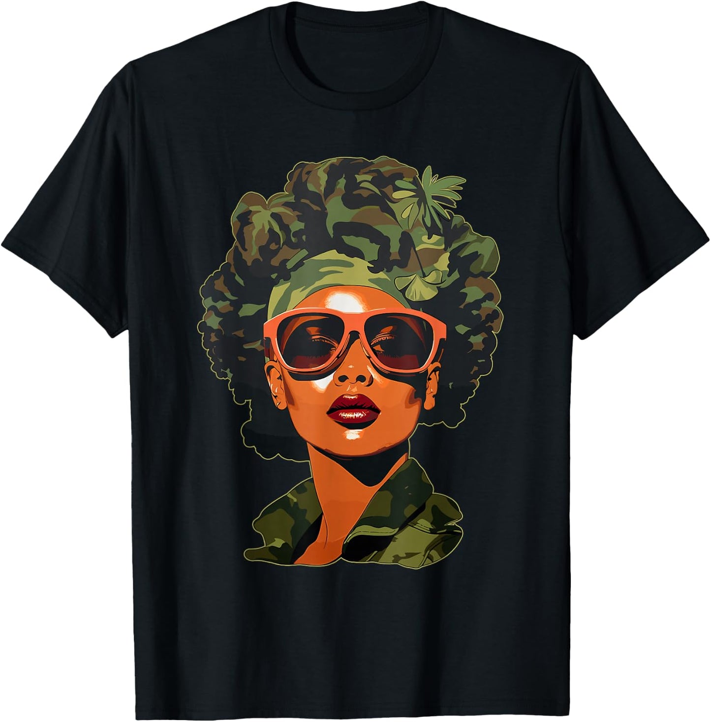 Strong Black Woman, African American, Camouflage, Black Girl T-Shirt - T-Shirt | Black