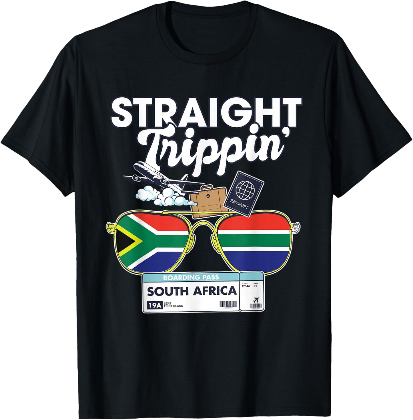 Straight Trippin' South Africa Vacation Tour Travel Trip T-Shirt - T-Shirt | Black