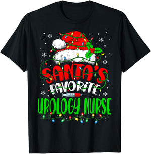 Santa Favorite Urology Nurse Christmas Urologist Nurse T-Shirt - T-Shirt | Black