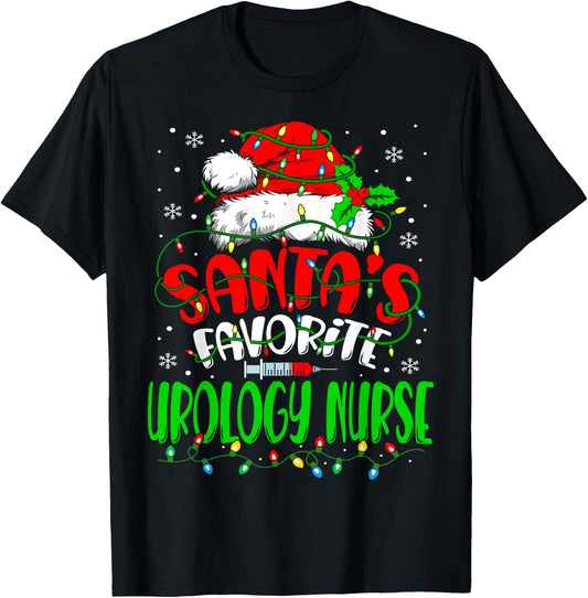 Santa Favorite Urology Nurse Christmas Urologist Nurse T-Shirt - T-Shirt | Black