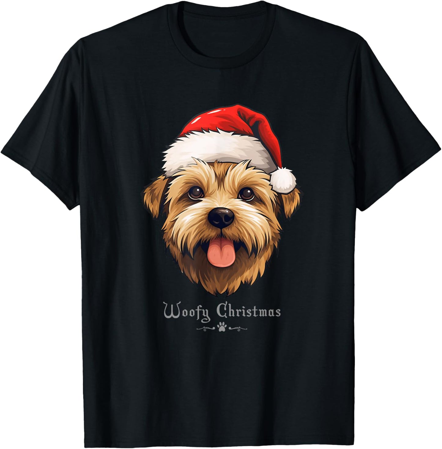 Norfolk Terrier Dog Funny Woofy Christmas Simple Design T-Shirt - T-Shirt | Black