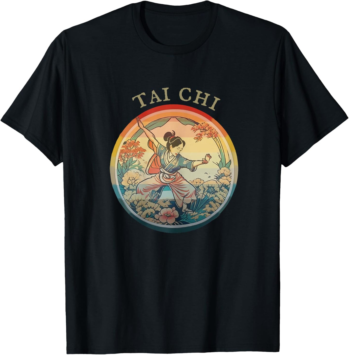 Women Tai Chi, Vintage historic Retro drawing, Harmony Flow T-Shirt - T-Shirt | Black