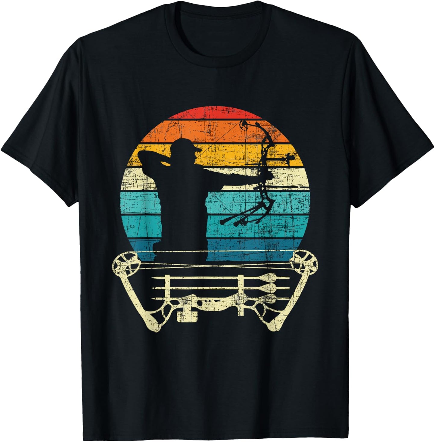 Retro Vintage Archery Girl - Bow Arrow Archer Bowhunting T-Shirt - T-Shirt | Black