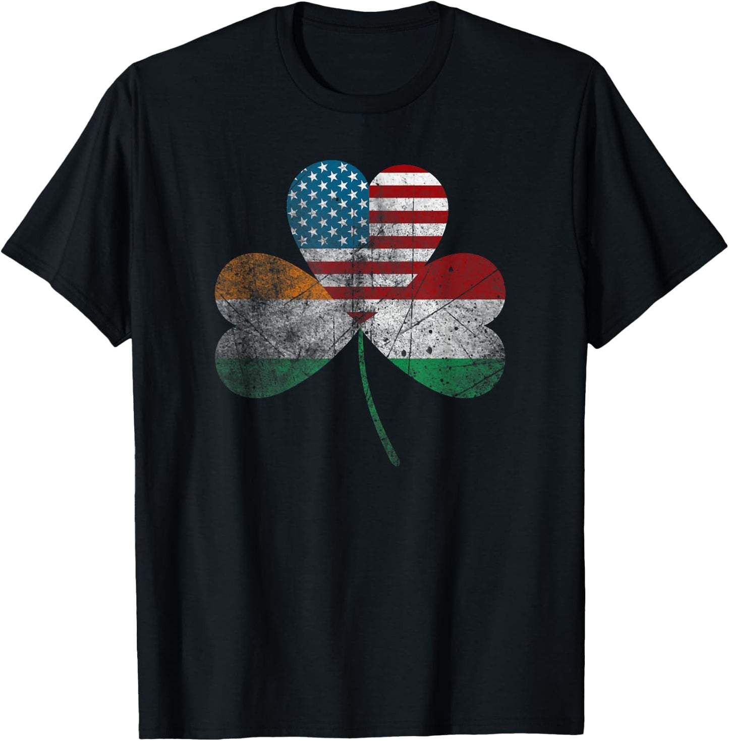 Half Irish Half Italian American Flag Shamrock Heritage T-Shirt - T-Shirt | Black