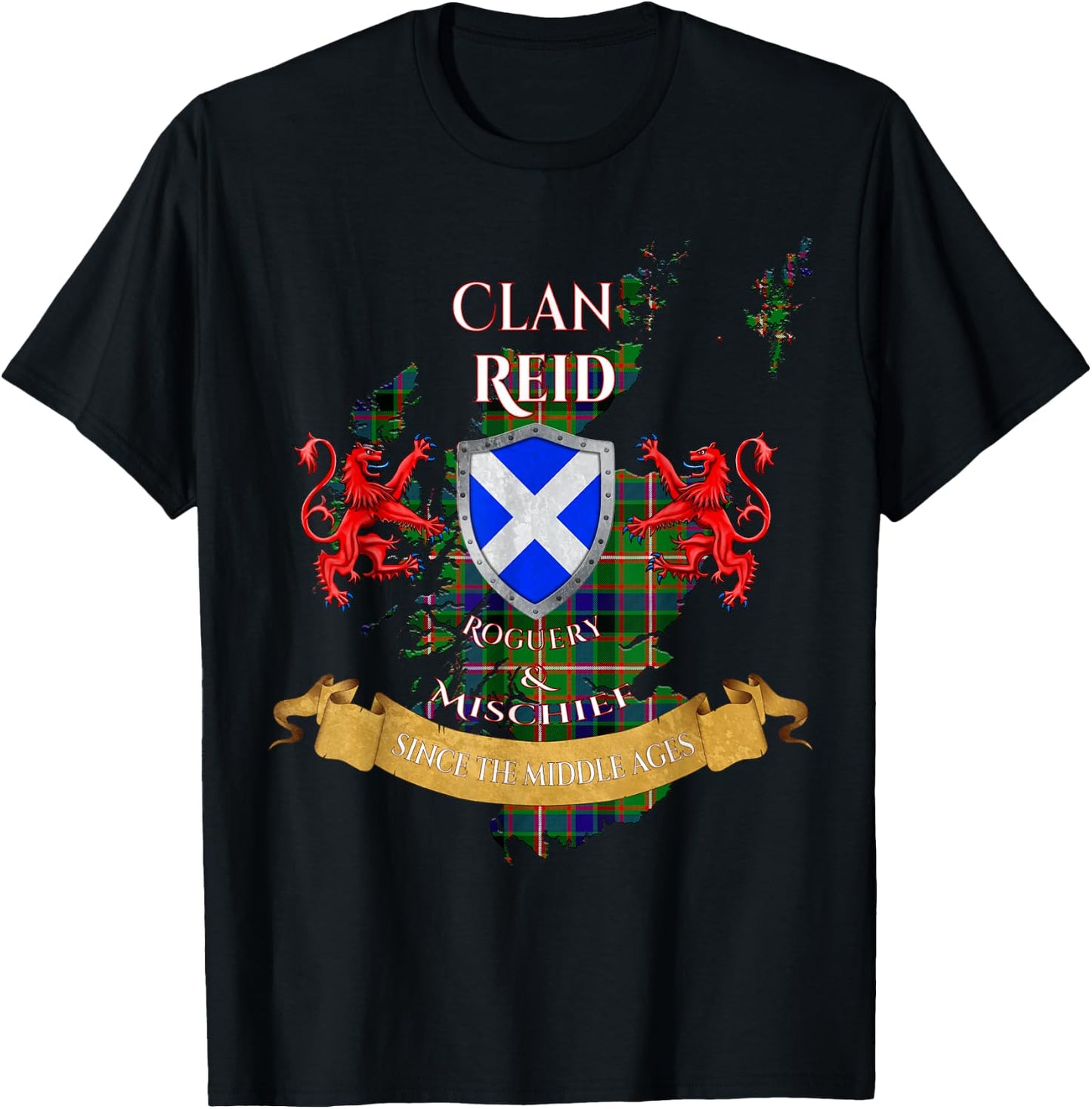 Reid Scottish Family Clan Middle Ages Mischief T-Shirt - T-Shirt | Black