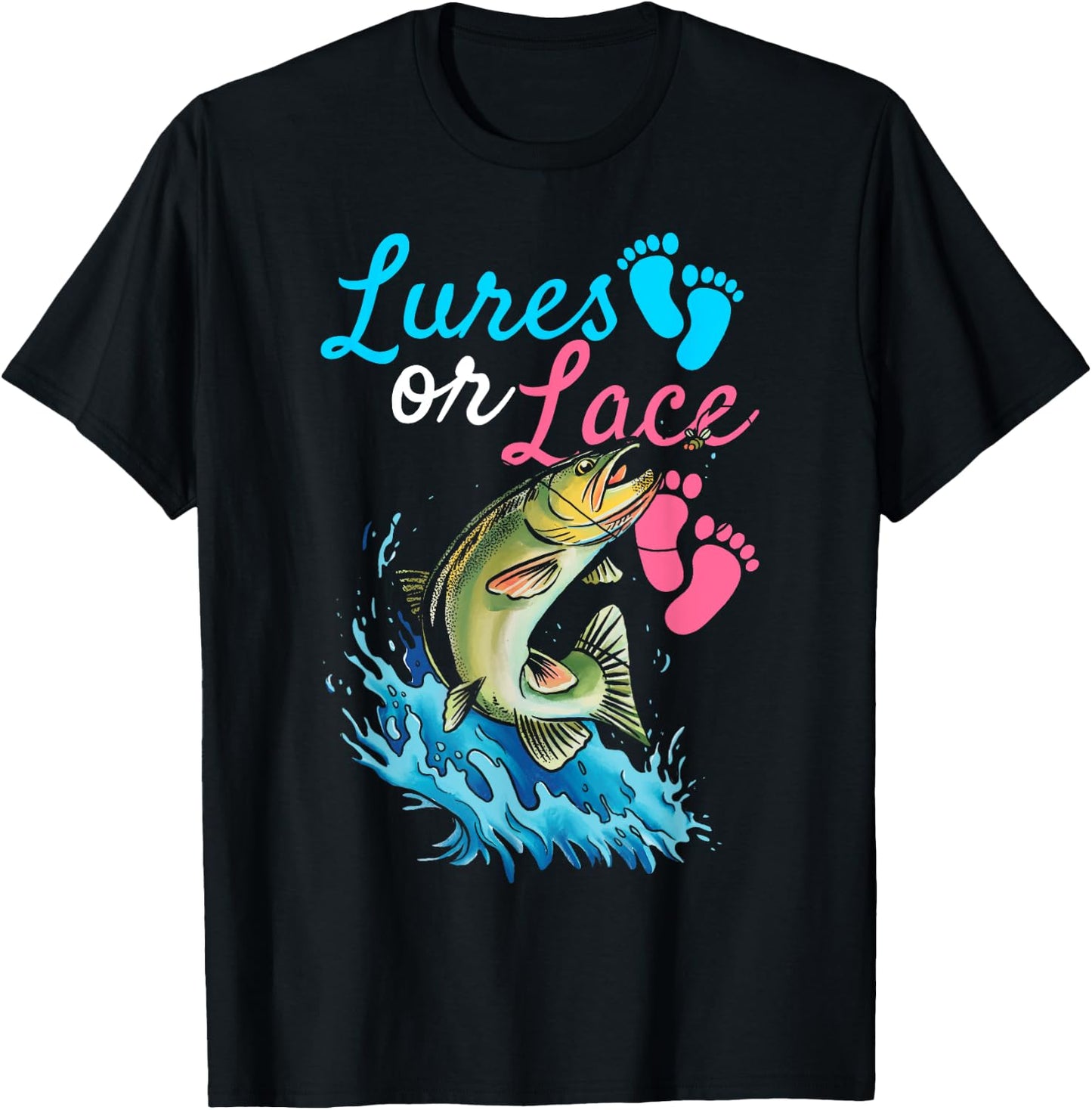Lures or Lace Quote for Fishing lovers T-Shirt - T-Shirt | Black