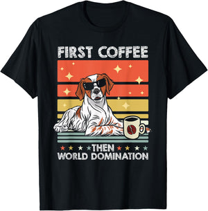 Retro Dog Breed Coffee Subglasses - Vintage Brittany Spaniel T-Shirt - T-Shirt | Black