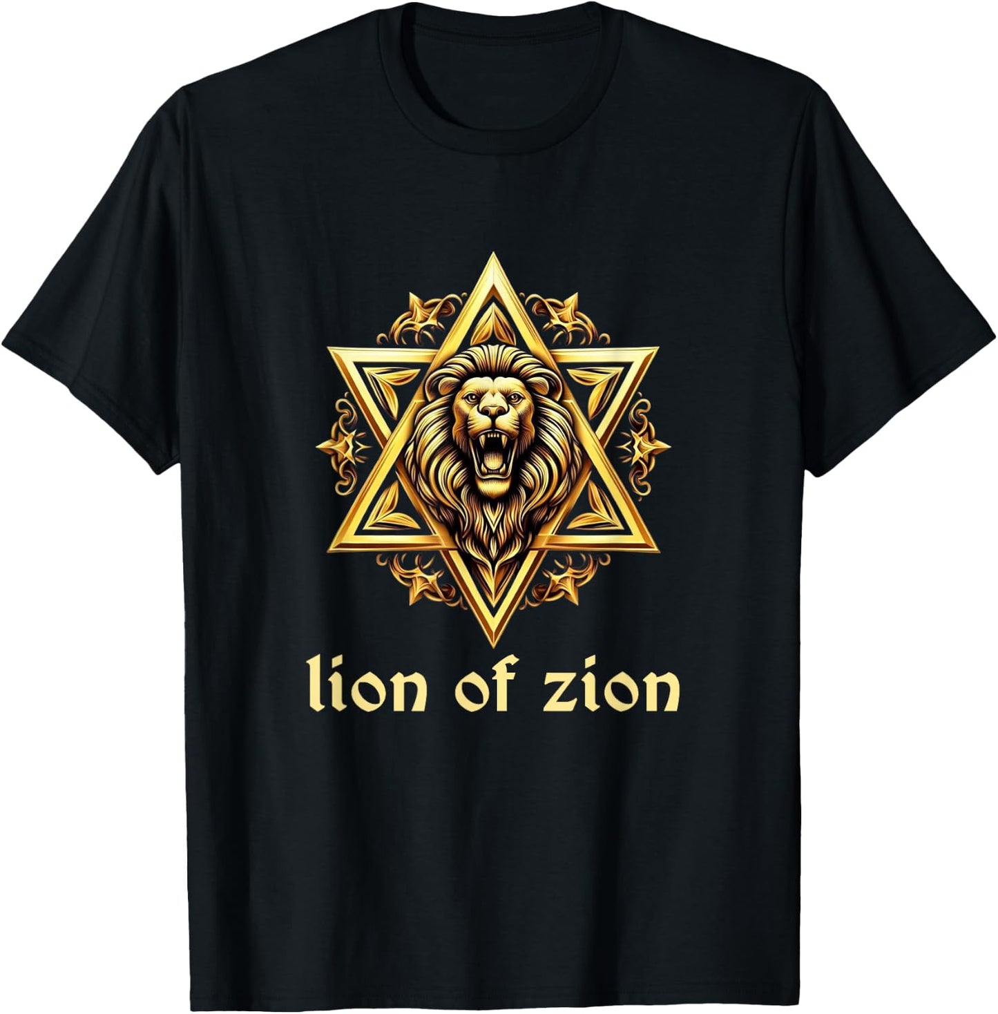 Lion of Zion Lion Of Judah Star Of David Jamaica Rasta T-Shirt - T-Shirt | Black