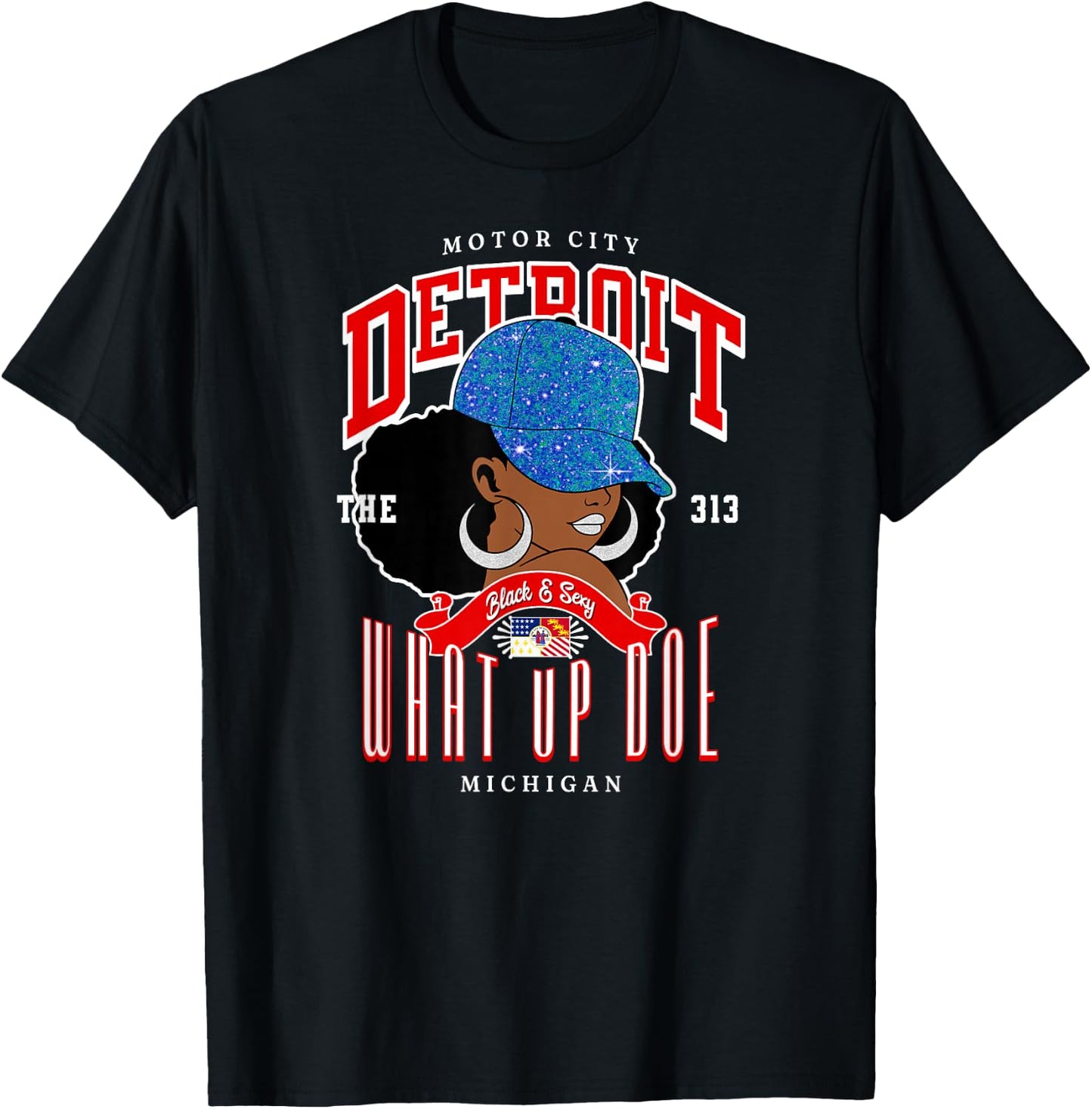 Afro Chic Detroit Roots Women of 313 T-Shirt - T-Shirt | Black