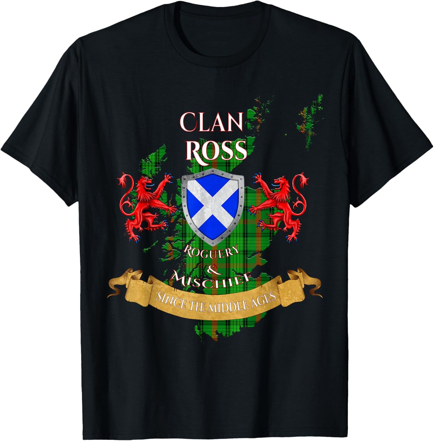 Ross Scottish Family Clan Middle Ages Mischief T-Shirt - T-Shirt | Black
