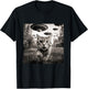 Funny Cat Running From Aliens Flying Saucer Spaceship Selfie T-Shirt - T-Shirt | Black