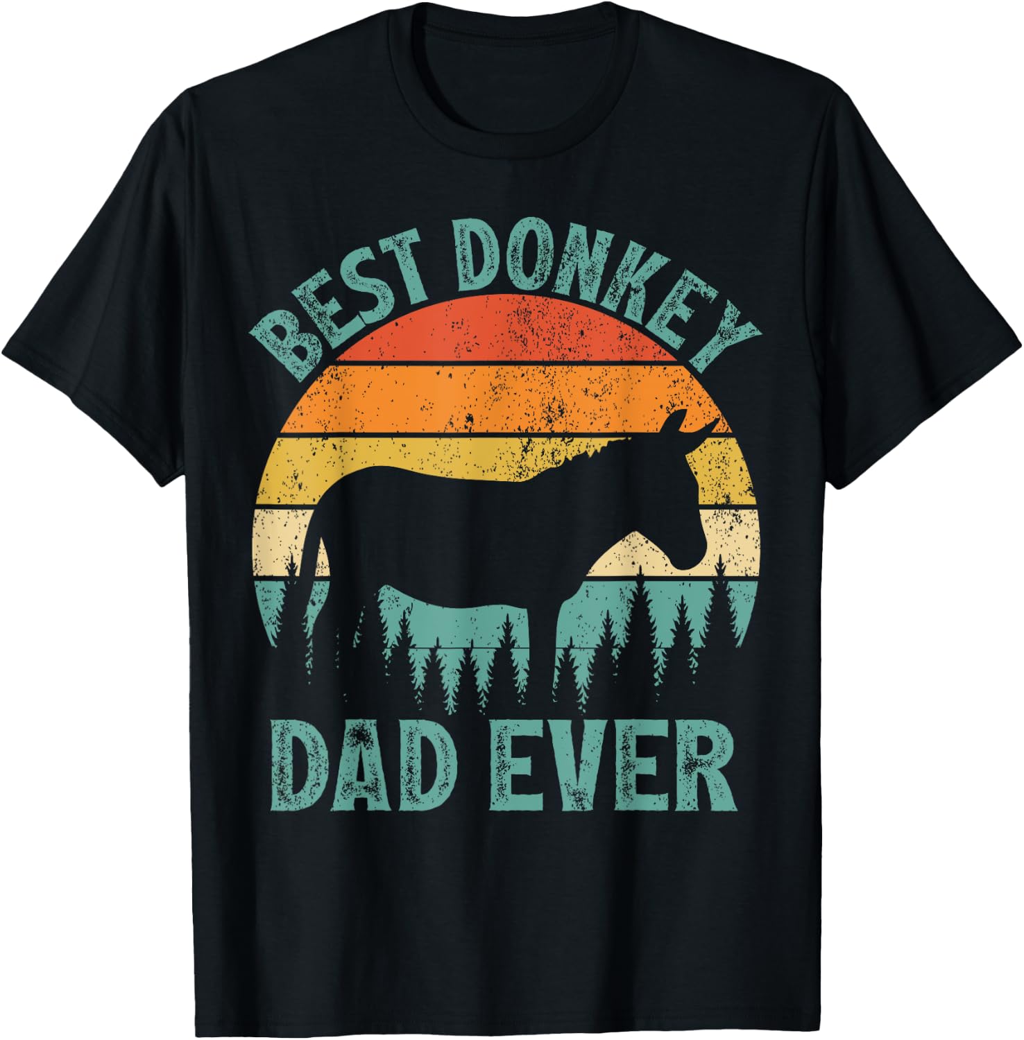 Funny Donkey Vintage Best Donkey Dad Ever Father's Day T-Shirt - T-Shirt | Black