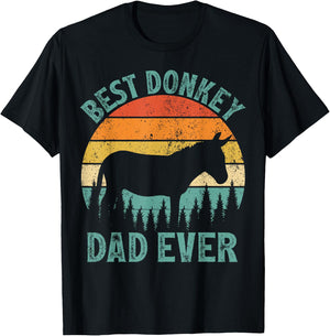 Funny Donkey Vintage Best Donkey Dad Ever Father's Day T-Shirt - T-Shirt | Black