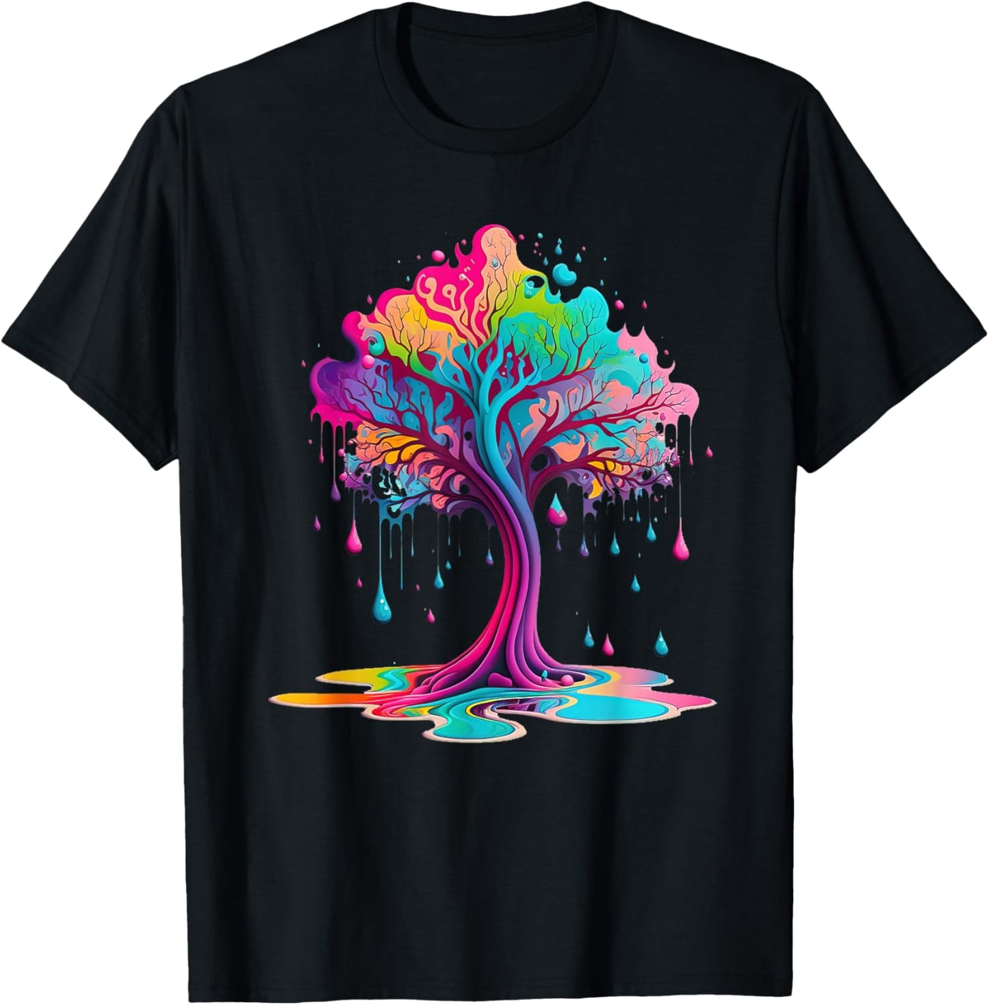 Paint Drip Tree , Paint Splash Tree of Life T-Shirt - T-Shirt | Black