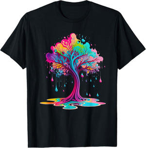 Paint Drip Tree , Paint Splash Tree of Life T-Shirt - T-Shirt | Black