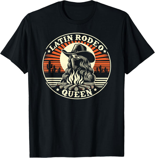Latin Rodeo Queen, Mexican Latina Cowgirl T-Shirt - T-Shirt | Black
