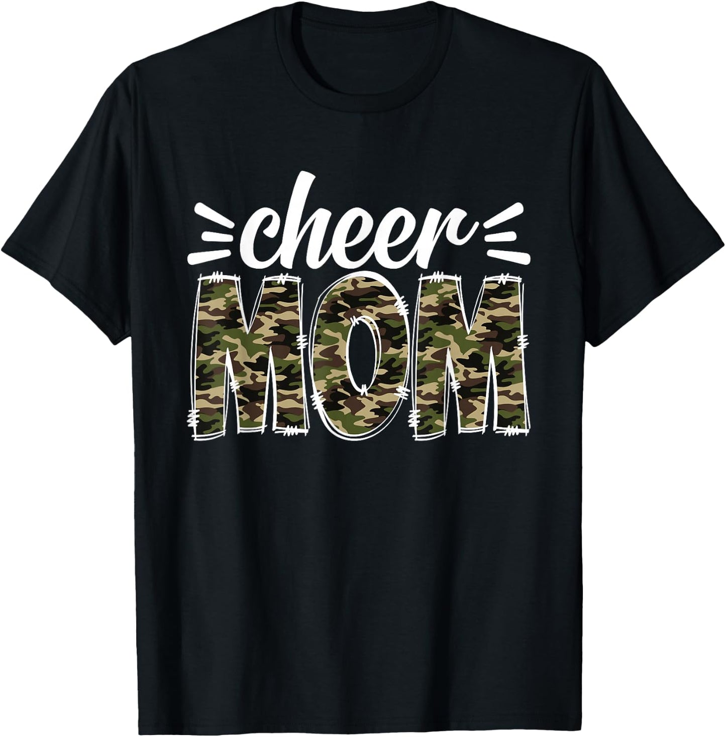Cheer Mom Camouflage Cheer Crew Cheerleader Mother's Day T-Shirt - T-Shirt | Black