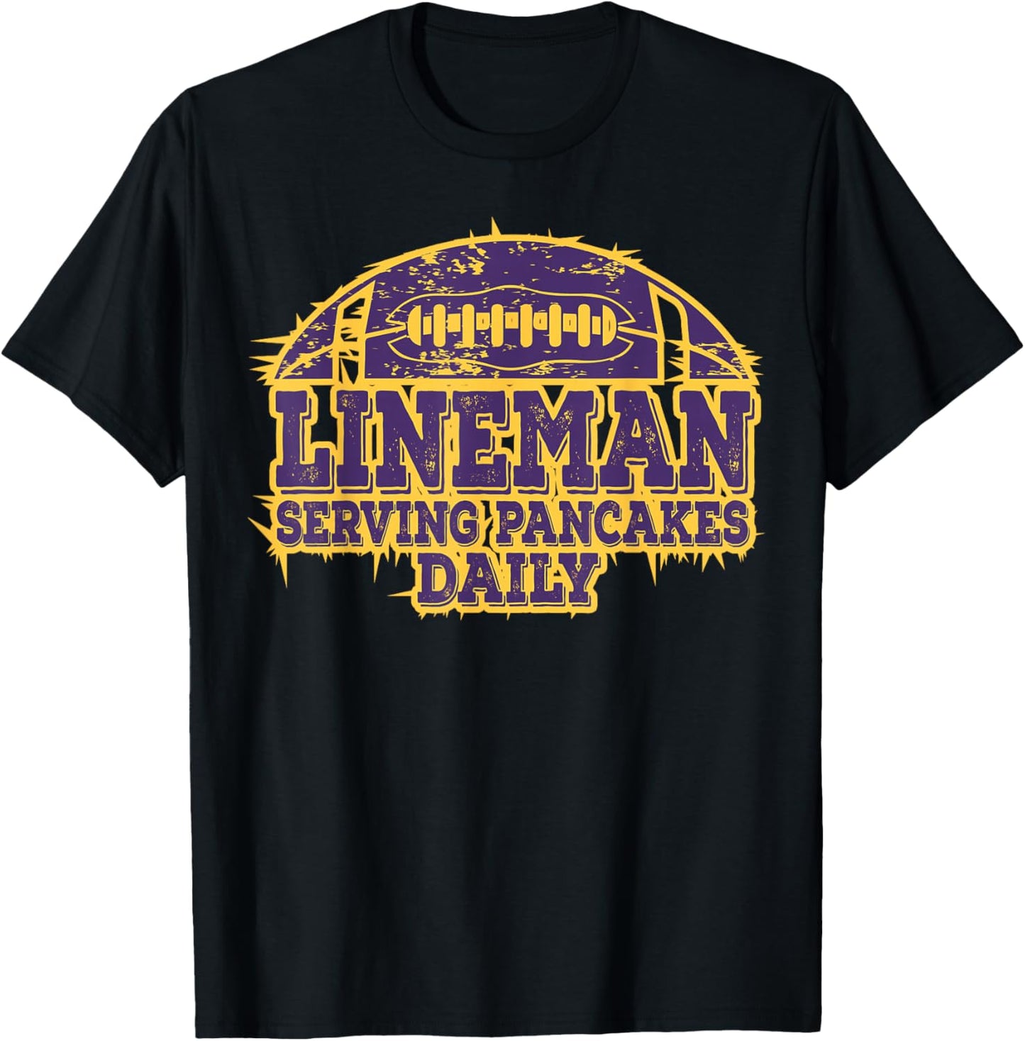 purple football pancake for purple and golds , Black T-Shirt - T-Shirt | Black