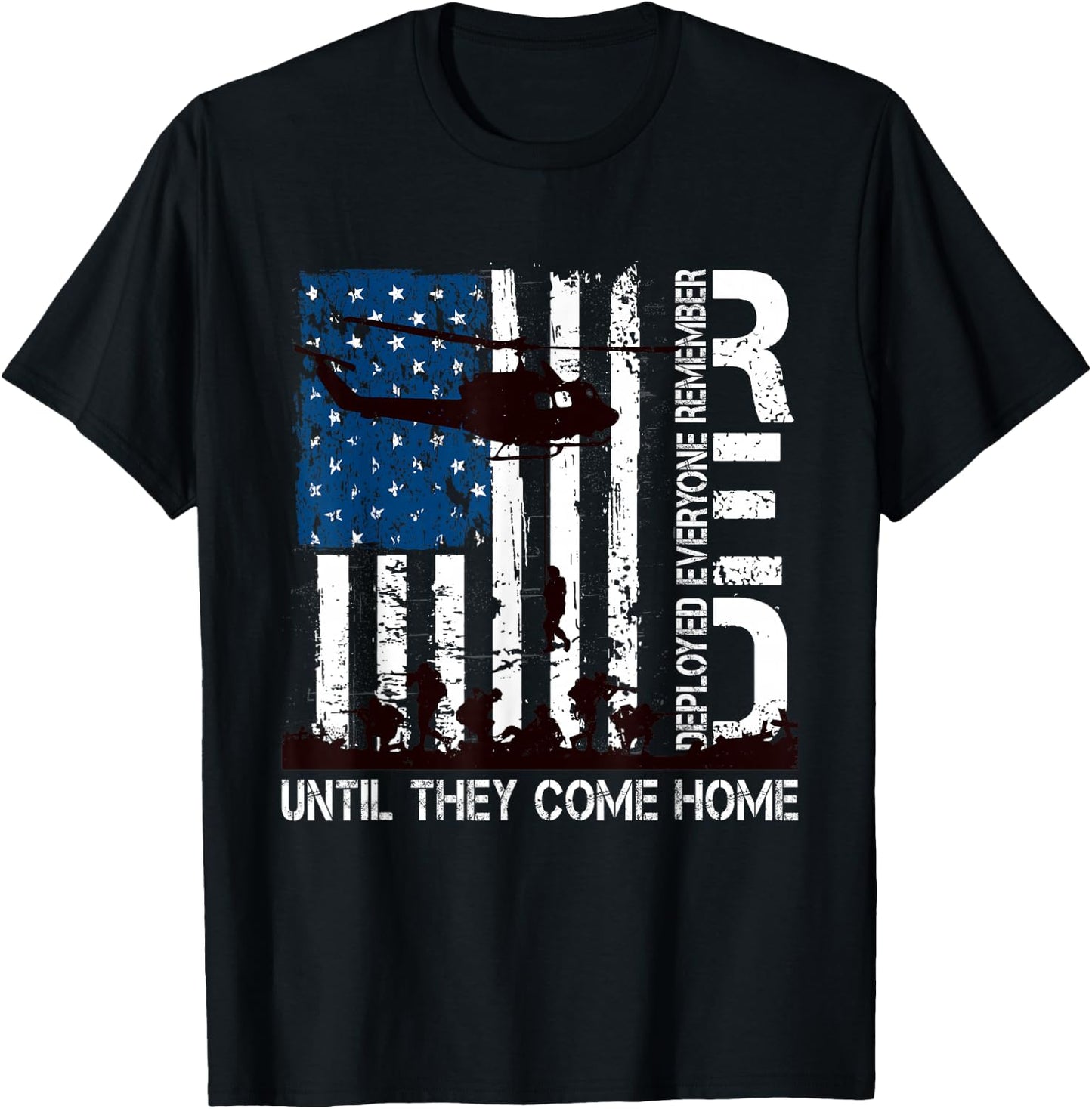 Red Friday Until They Come Home Distressed R.E.D. US Flag T-Shirt - T-Shirt | Black