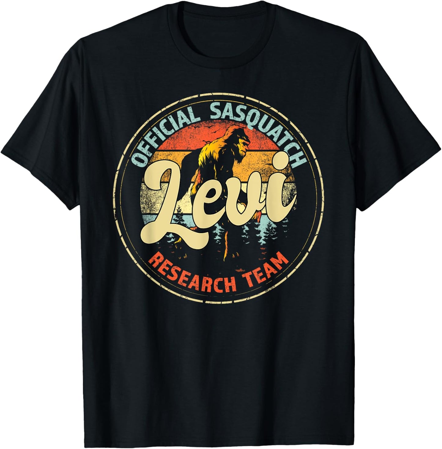 Levi Sasquatch Research Team Personalized Bigfoot T-Shirt - T-Shirt | Black