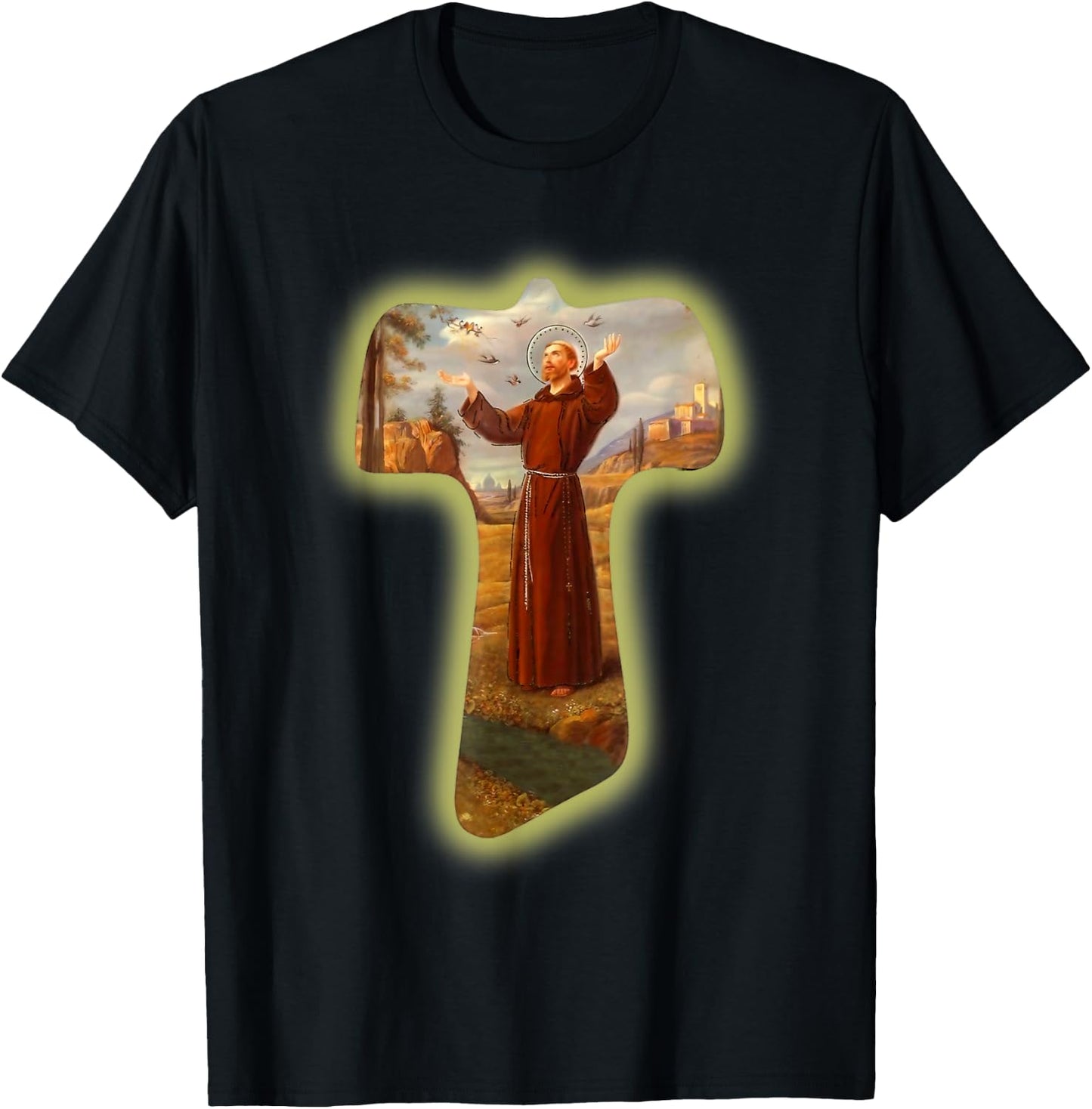 St Francis of Assisi Saints Catholic Ecology Animals Vintage T-Shirt - T-Shirt | Black
