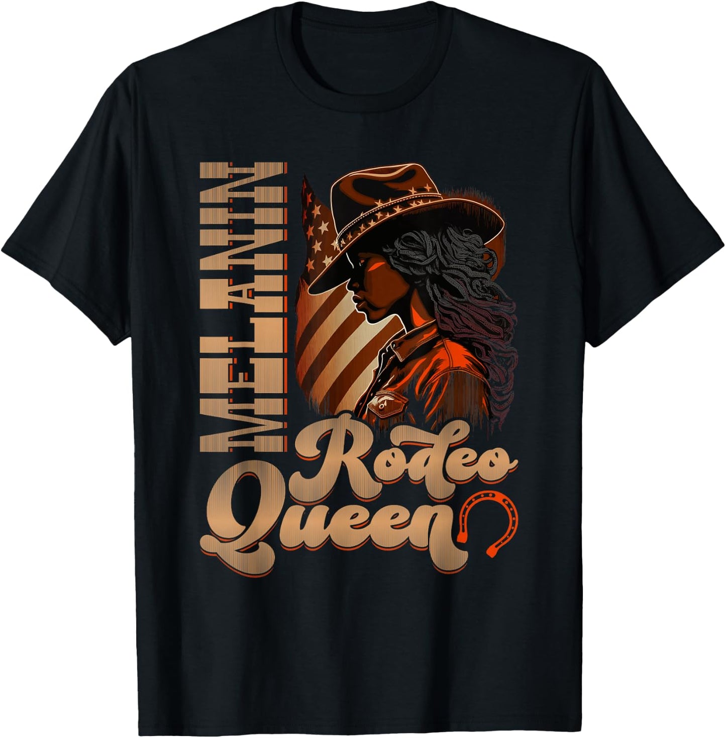 Melanin Rodeo Queen Country African-American Cowgirl T-Shirt - T-Shirt | Black