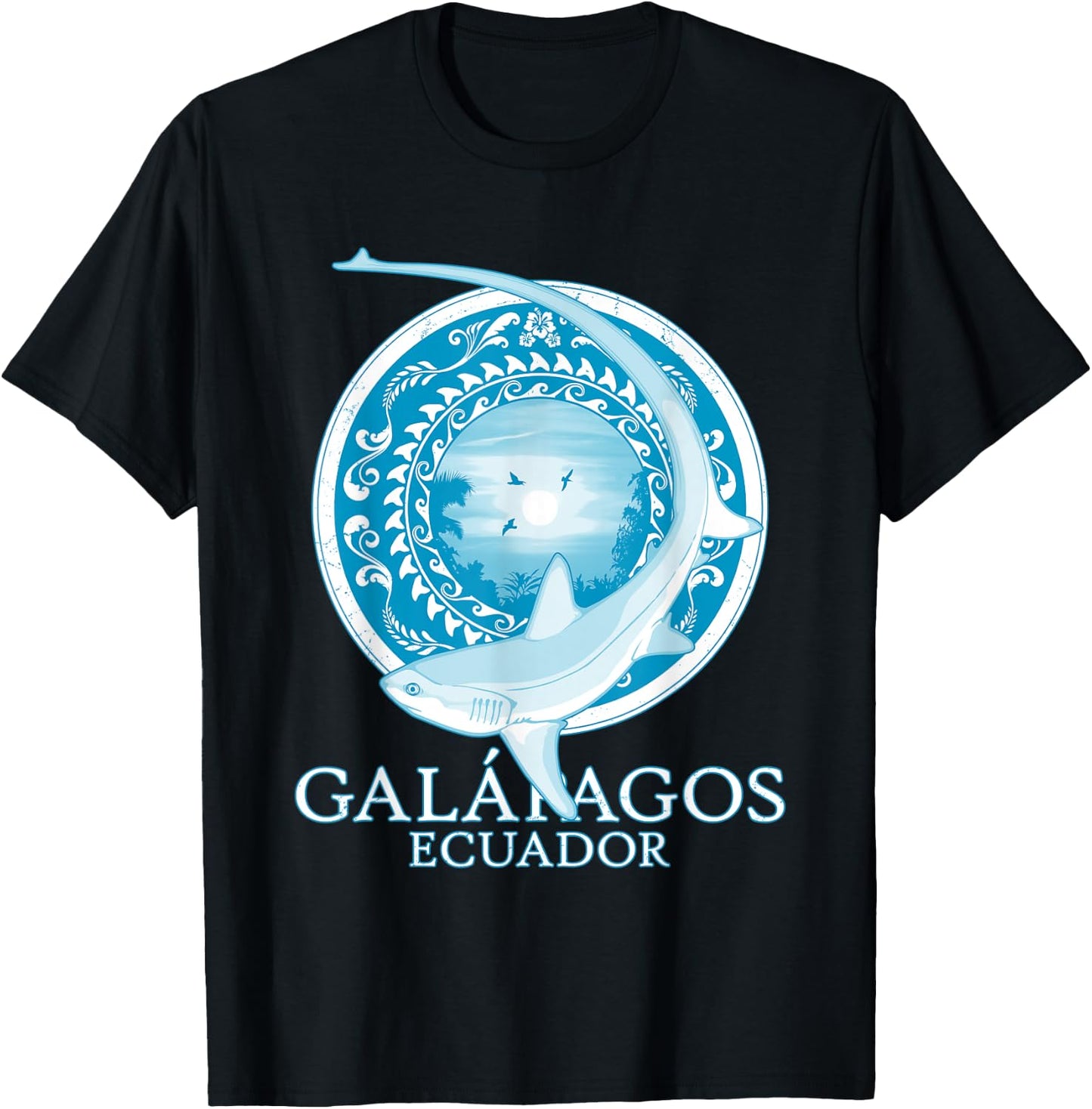 Galapagos Islands Ecuador Thresher Shark T-Shirt - T-Shirt | Black