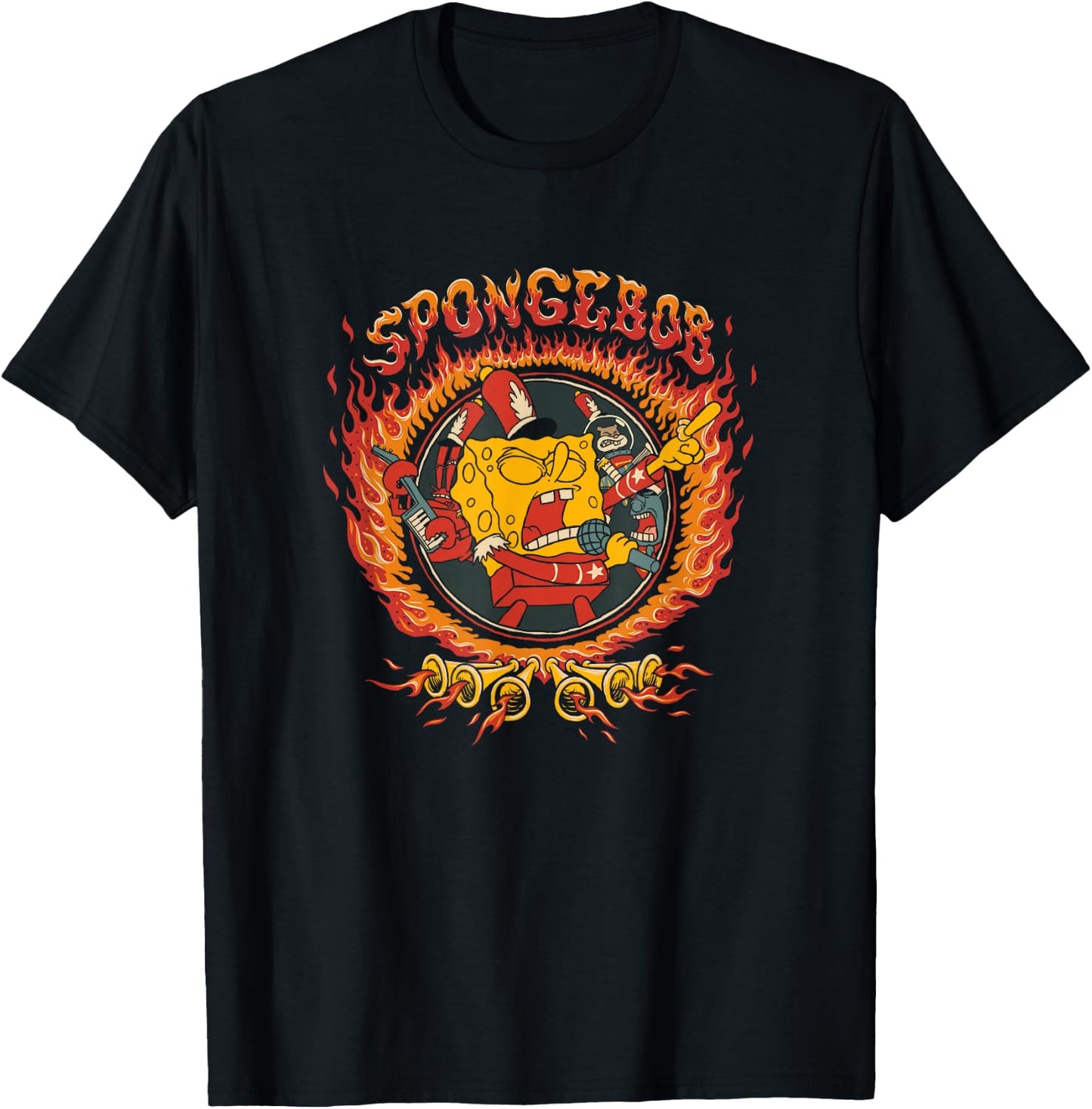 SpongeBob SquarePants Band Geeks Epic Fiery Portrait T-Shirt - T-Shirt | Black