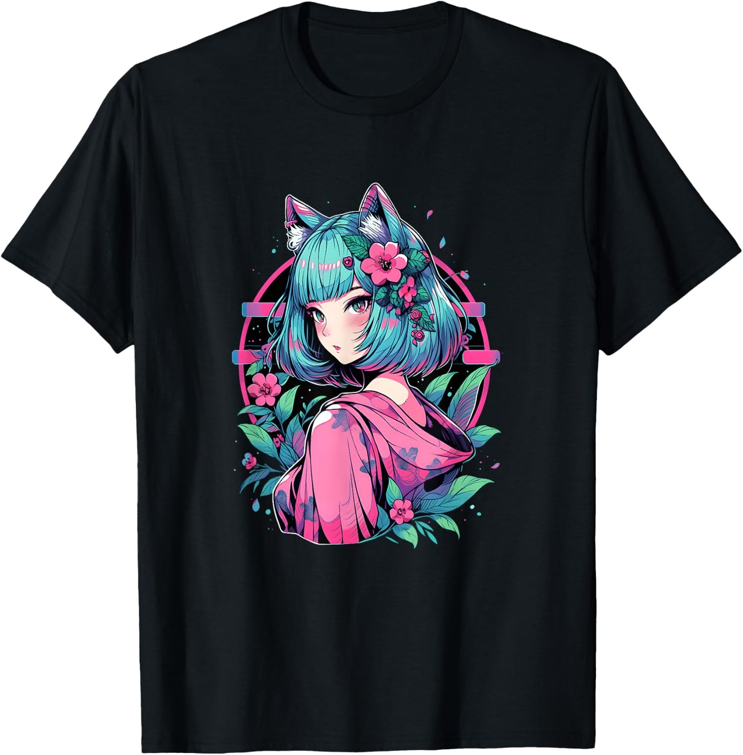 Anime Girl Anime Otaku Japanese Aesthetic T-Shirt - T-Shirt | Black