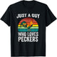Just A Guy Who Loves Peckers Funny Chicken Poultry Farmer T-Shirt - T-Shirt | Black