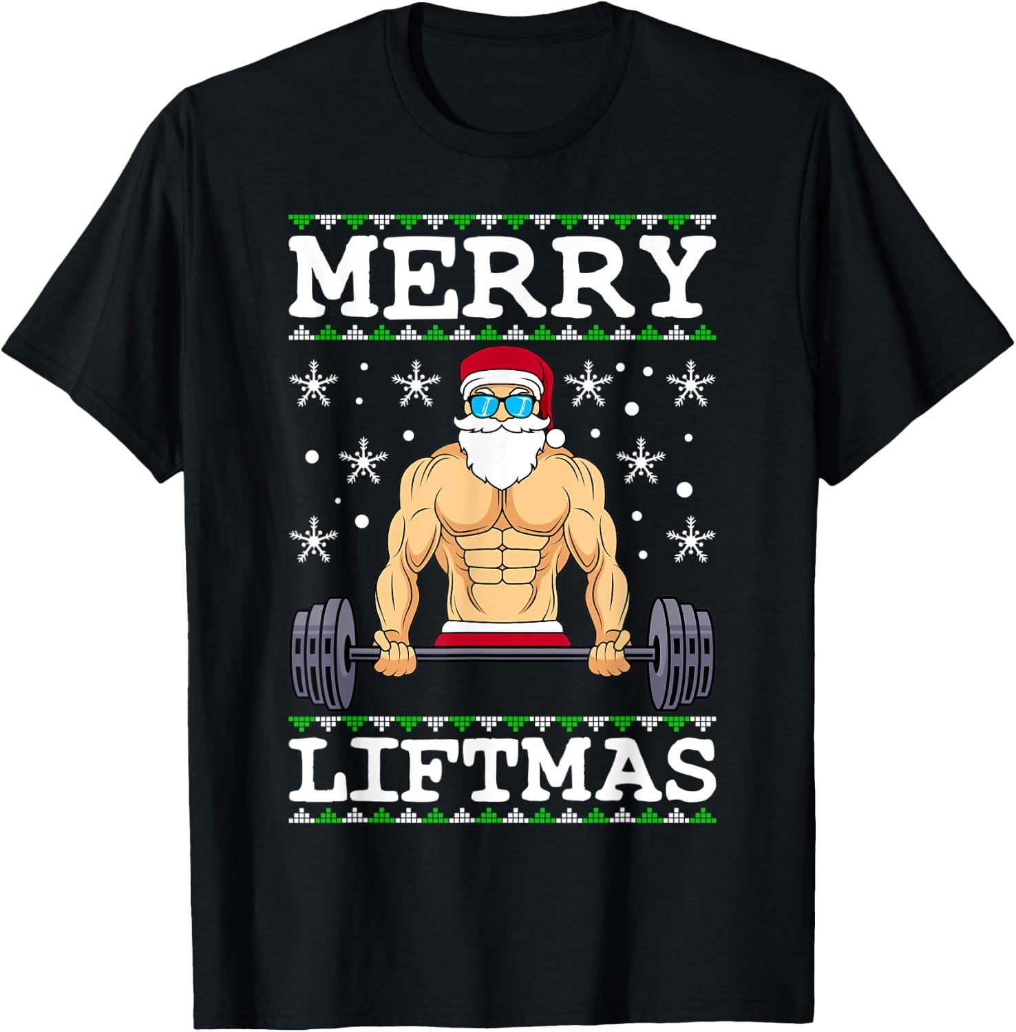 Merry Liftmas Bodybuilder Wiehnachten Ugly Christmas T-Shirt - T-Shirt | Black