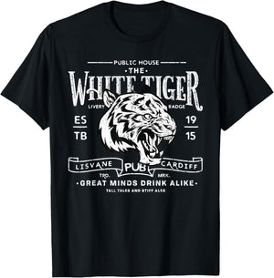 Vintage White Tiger Pub T-Shirt - T-Shirt | Black
