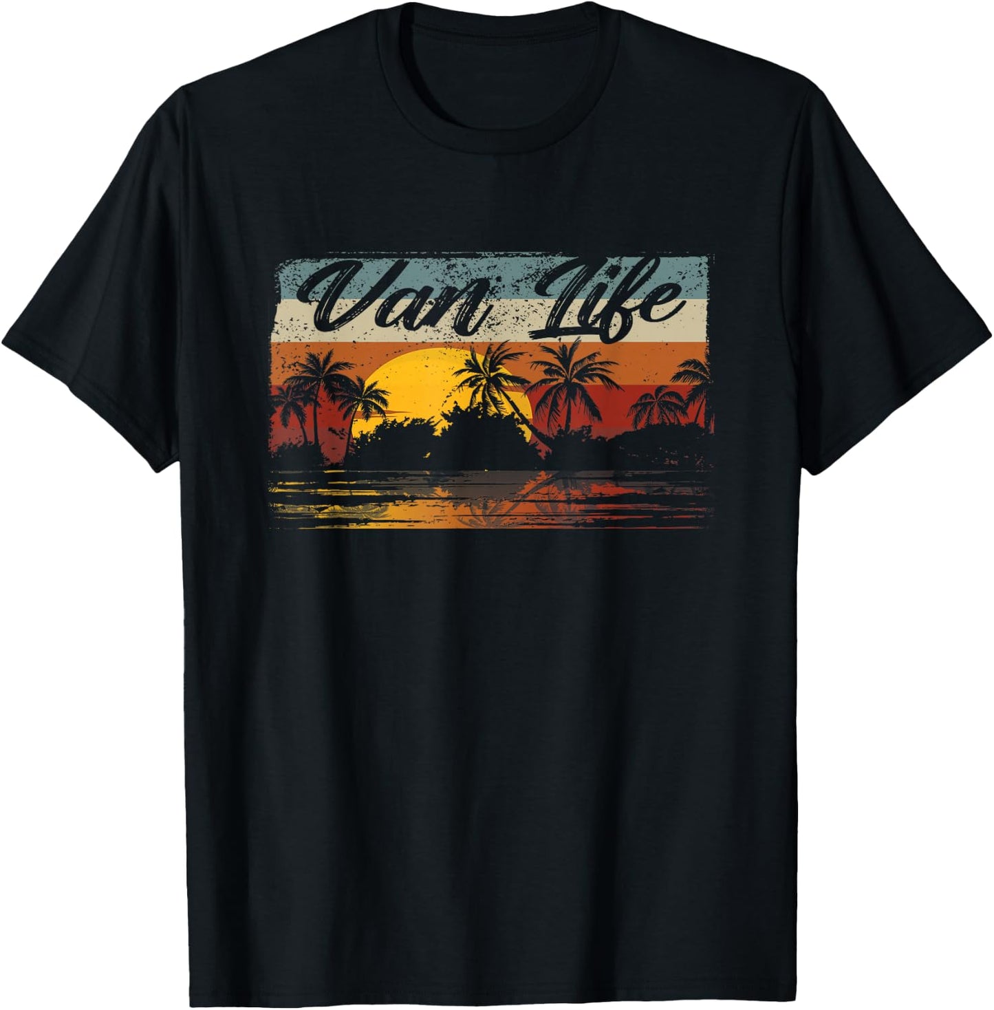 Retro Vintage Van Life is The Real Adventure T-Shirt - T-Shirt | Black