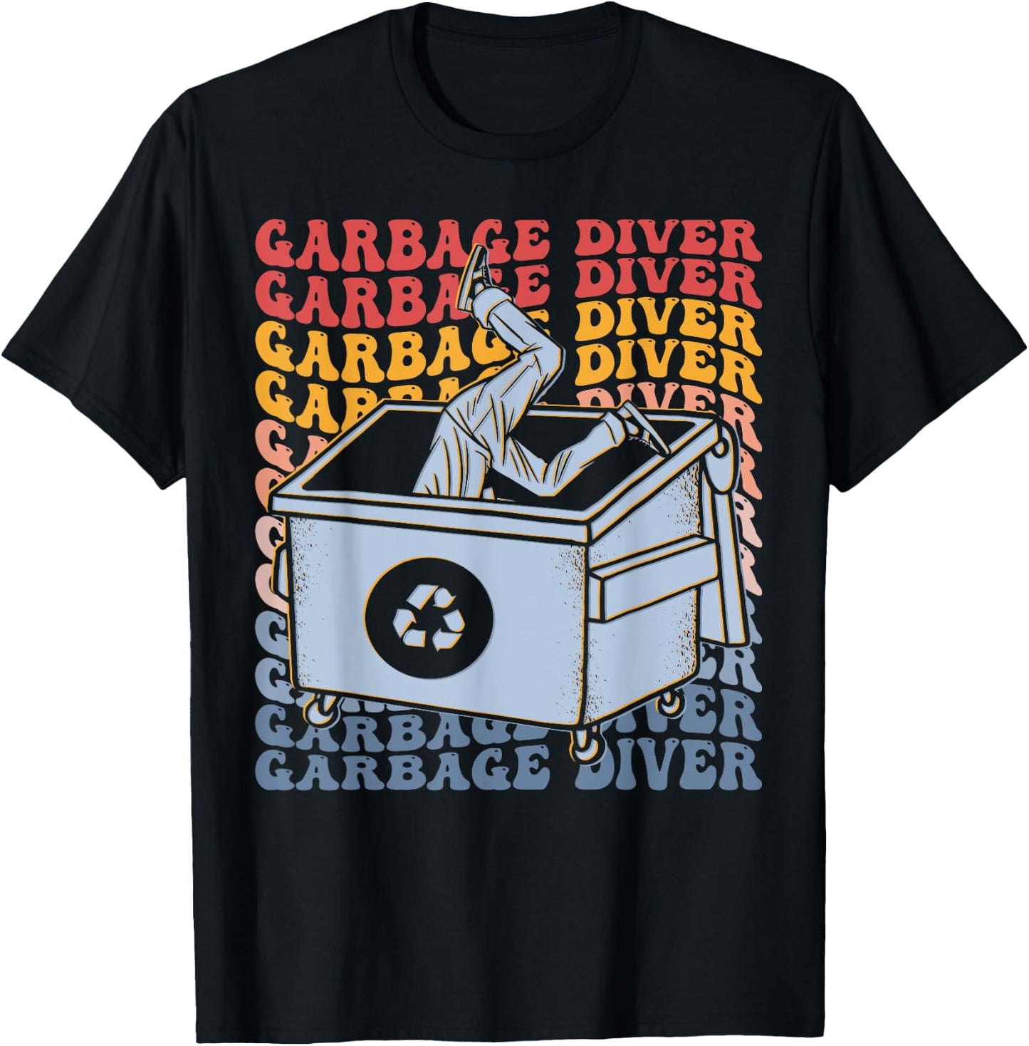 Garbage Diver Groovy Dumpster Diving Trash Picker T-Shirt - T-Shirt | Black