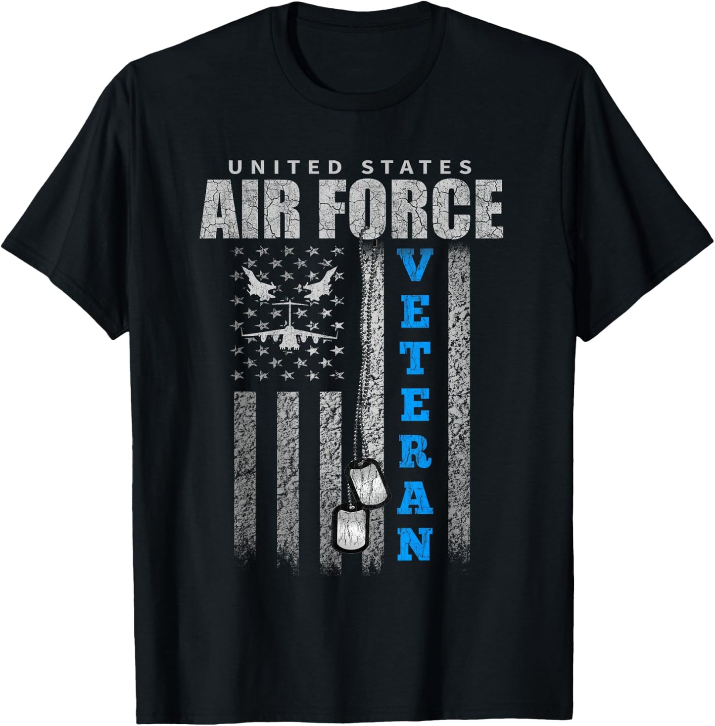 Veteran of The US Air Force USA Flag Veterans T-Shirt - T-Shirt | Black