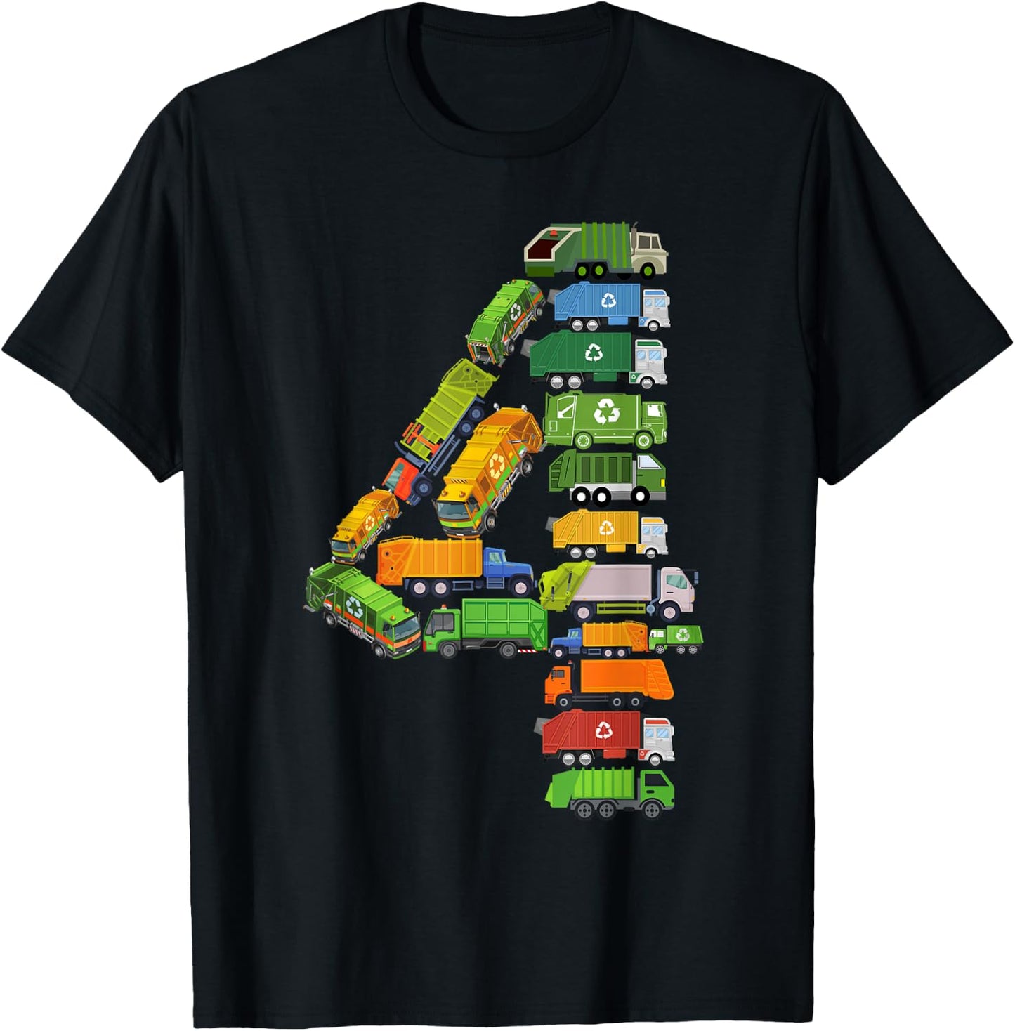 Garbage Truck Themed 4th Birthday Party 4 Year Old Boys Kids T-Shirt - T-Shirt | Black