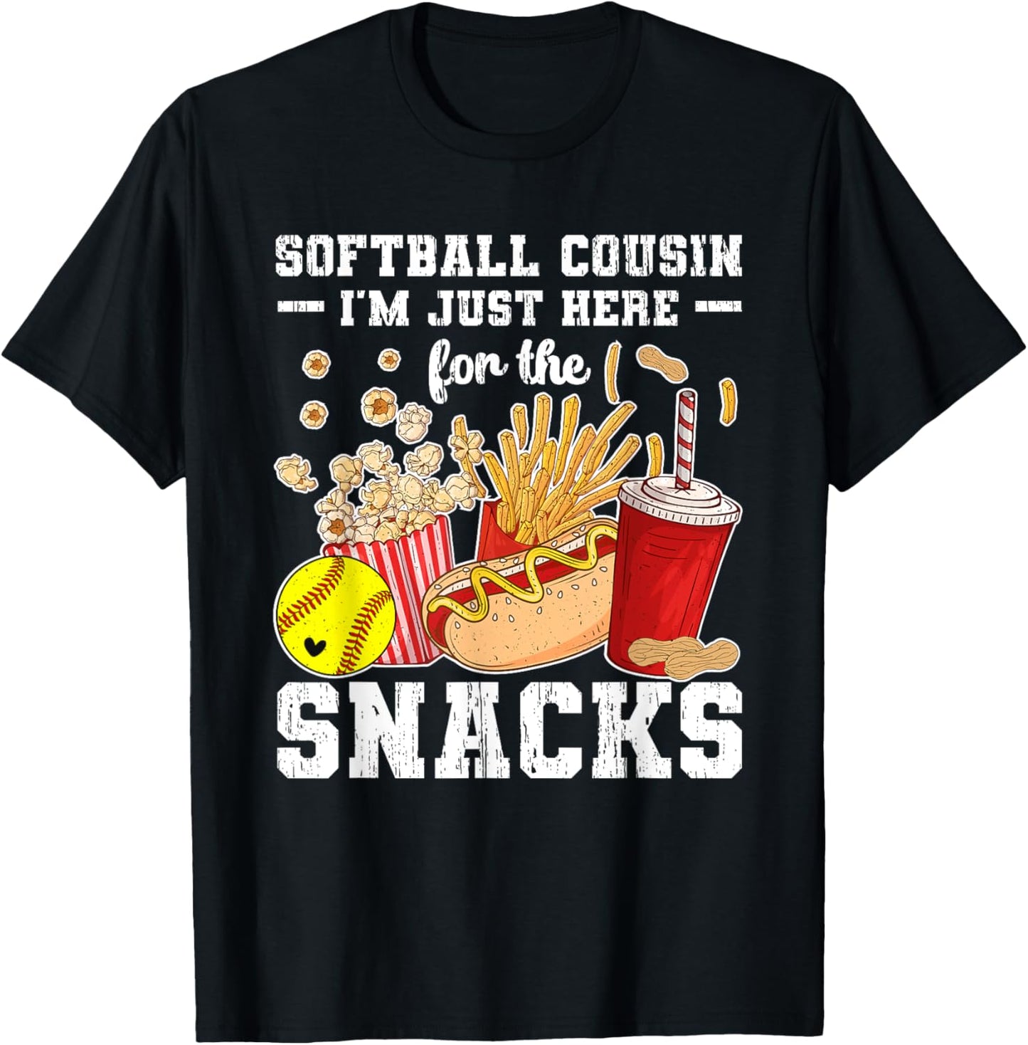 Softball Cousin Funny Cousin Of A Softball Player Cousin T-Shirt - T-Shirt | Black