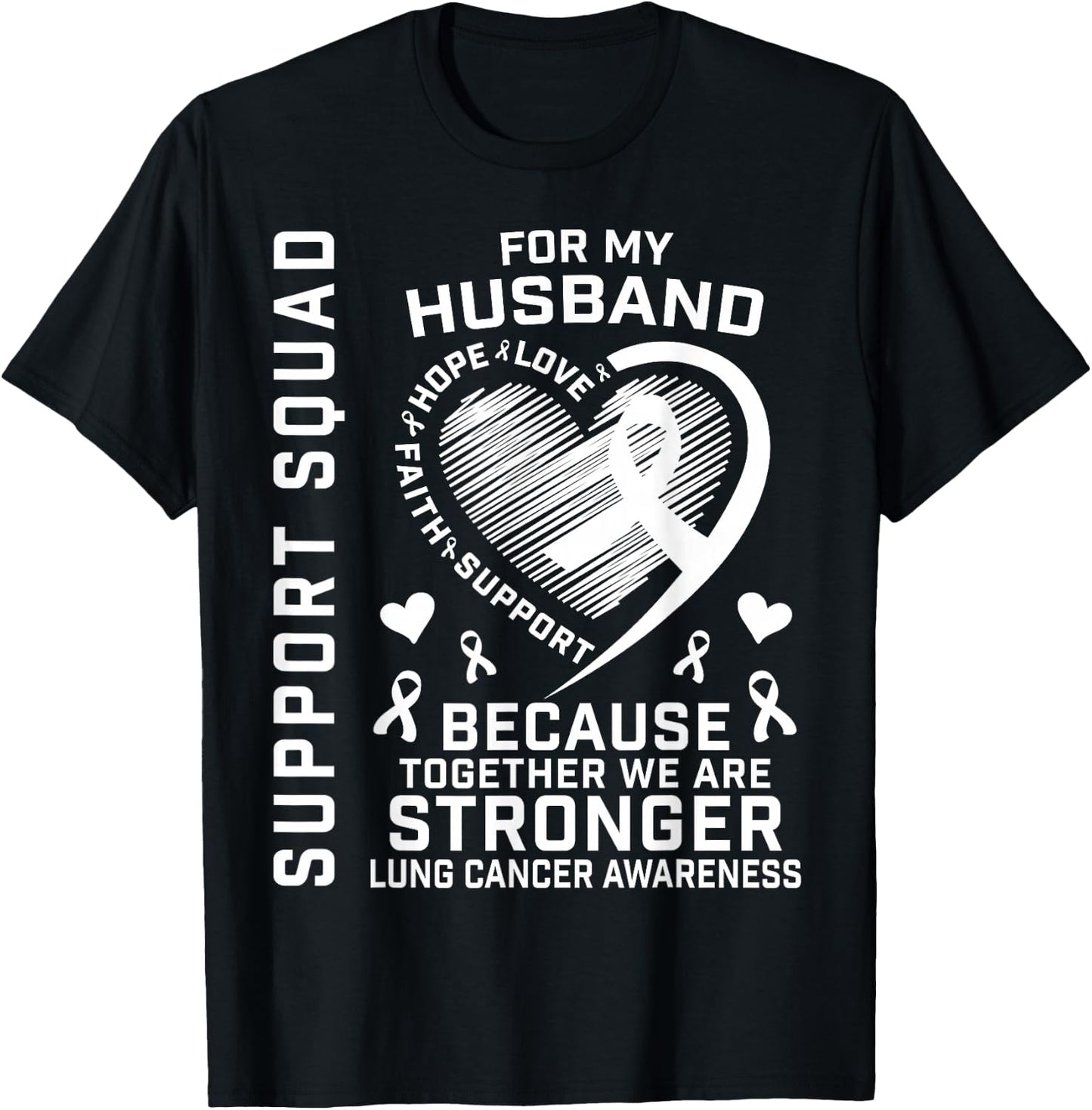 I Wear White Support Husband Lung Cancer Awareness Products T-Shirt - T-Shirt | Black