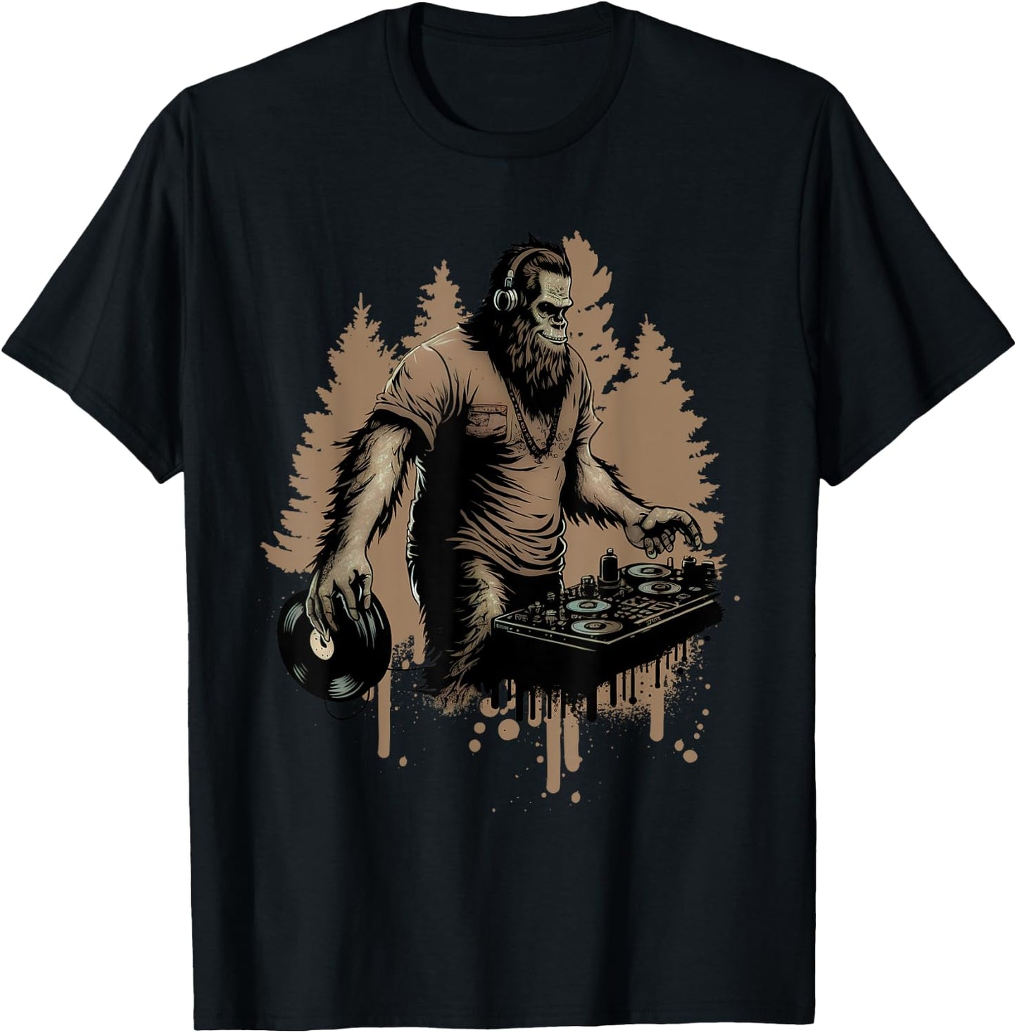 DJ Bigfoot Sasquatch Music lover T-Shirt - T-Shirt | Black