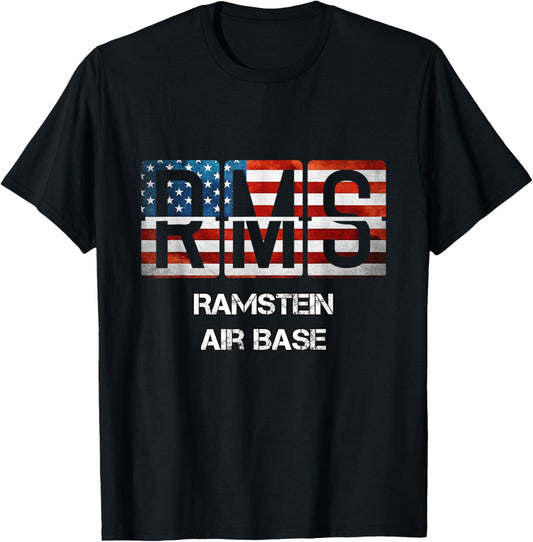 Ramstein Air Base RMS IATA ICAO ETAR Aviation Gift T-Shirt - T-Shirt | Black