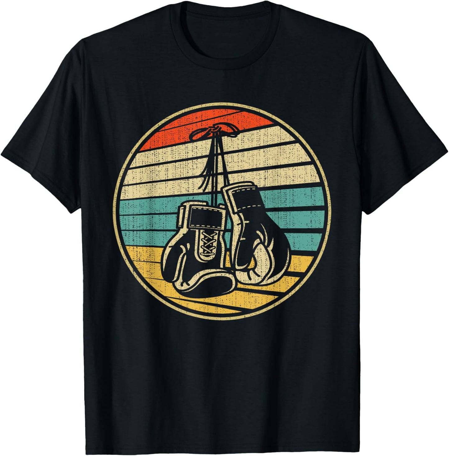 Vintage Retro 60s 70s Style Boxing Gloves Boxer Player Lover T-Shirt - T-Shirt | Black