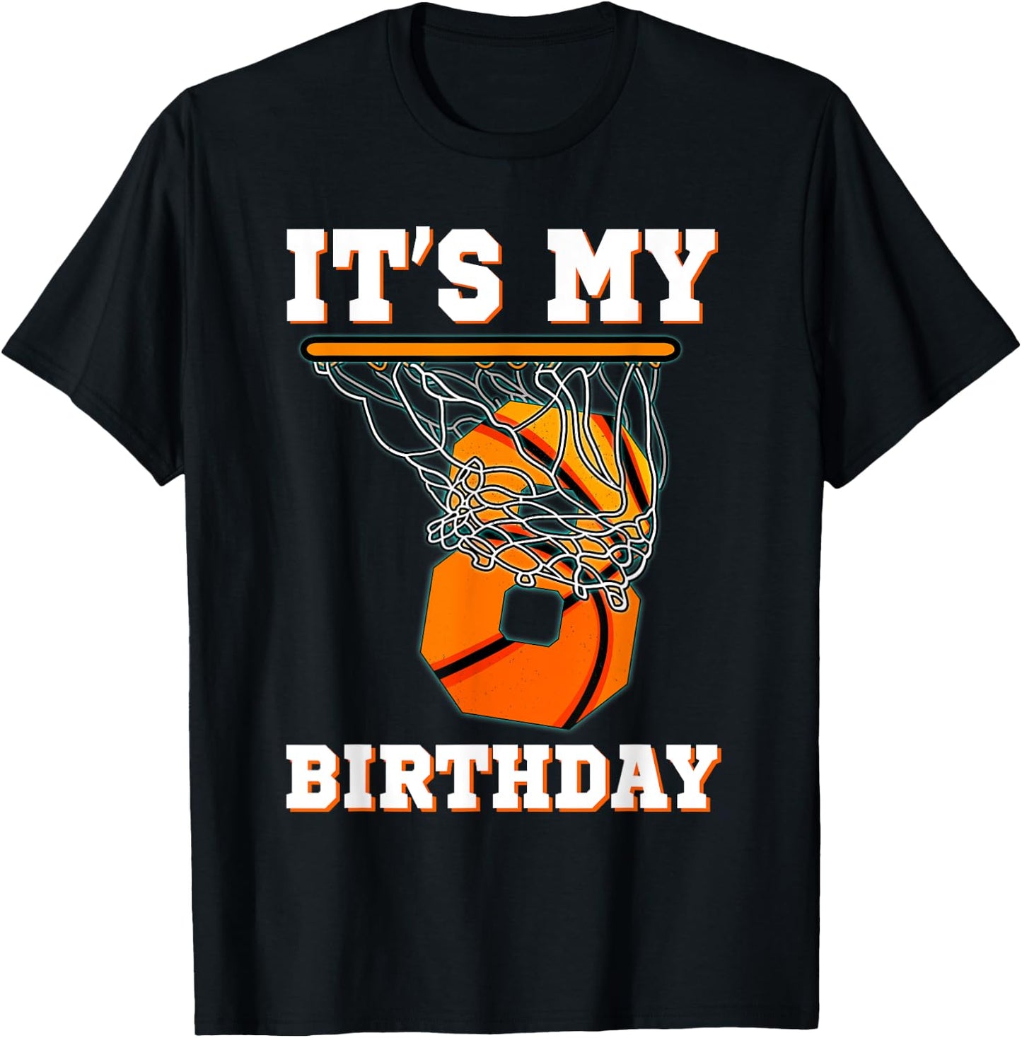 It's My 8th Birthday Basketball Boy Party 8 Years Old T-Shirt - T-Shirt | Black