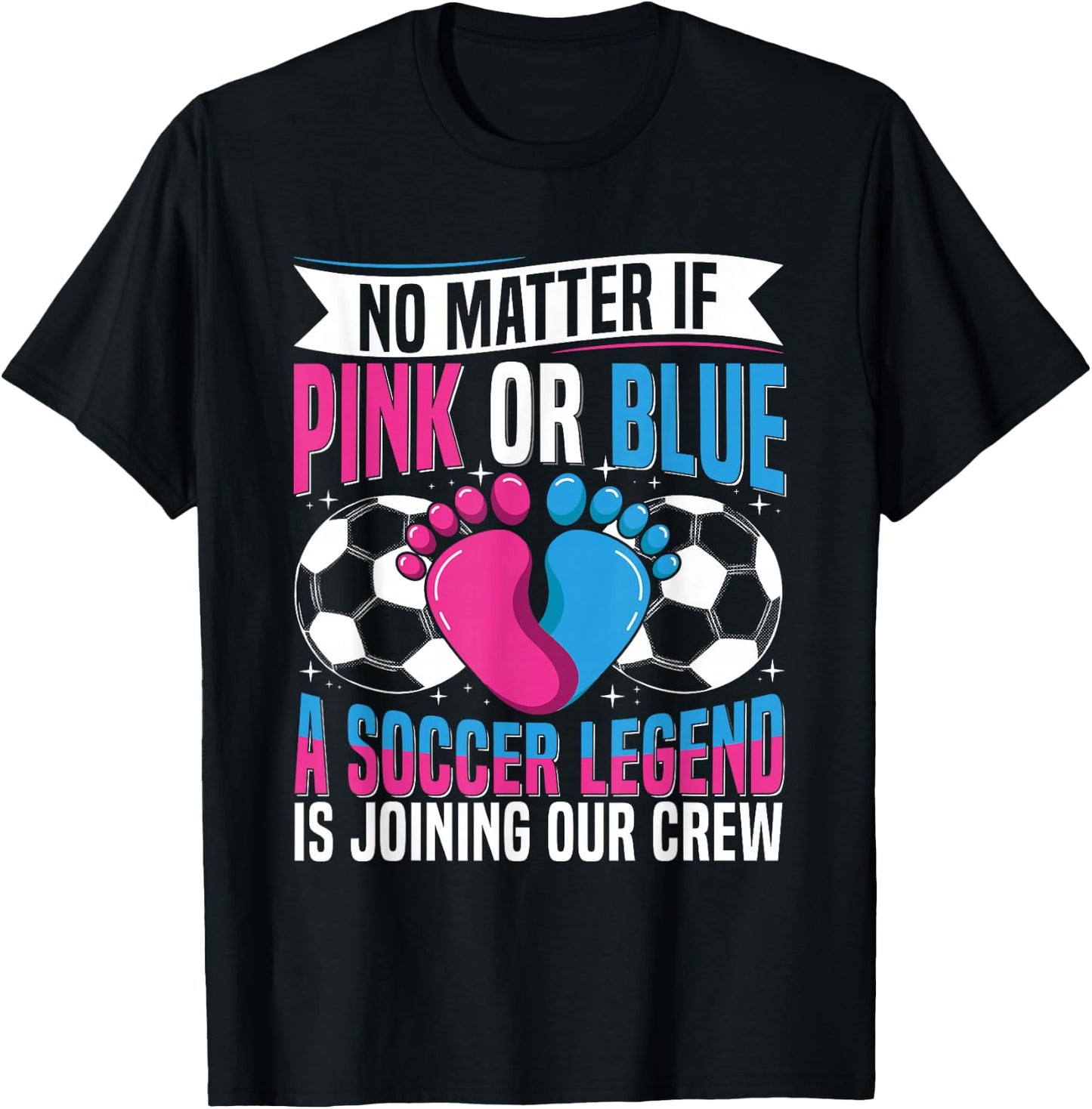 Soccer Themed Gender Reveal Party Design for a Soccer Player T-Shirt - T-Shirt | Black