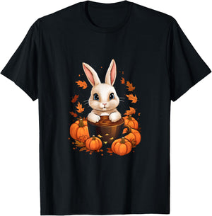 Bunny Rabbit Pumpkin Spice Latte Fall Autumn Halloween T-Shirt - T-Shirt | Black