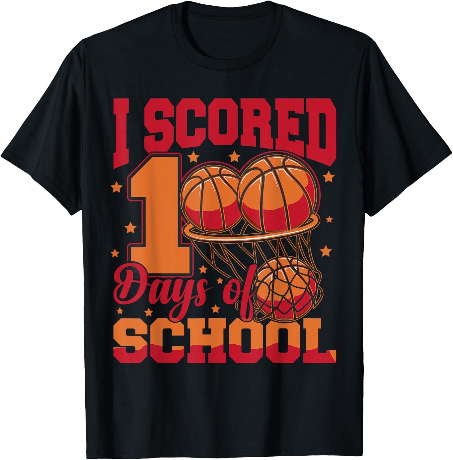 Basketball 100th Day Of School 100 Days Of School T-Shirt - T-Shirt | Black