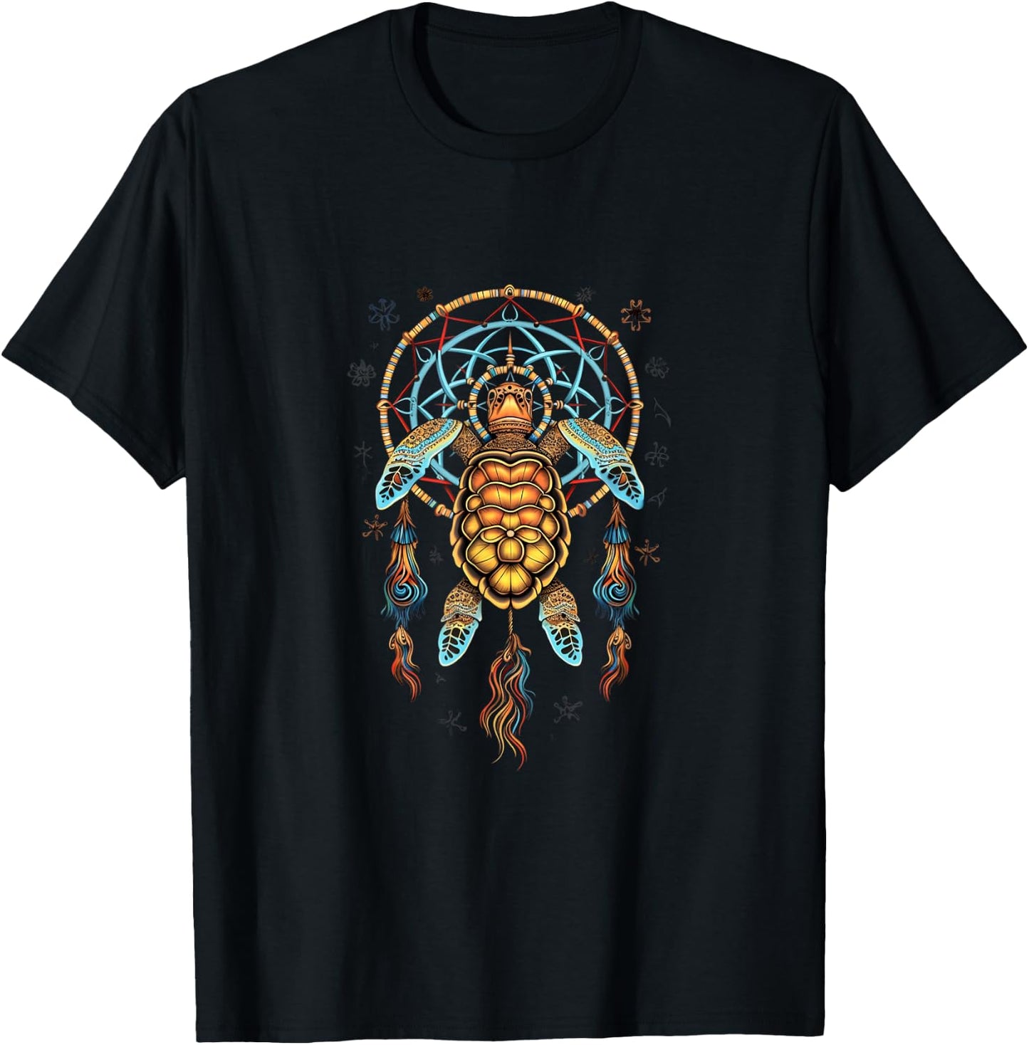 Dream Catcher Sea Turtle Indian Tribal Art T-Shirt - T-Shirt | Black