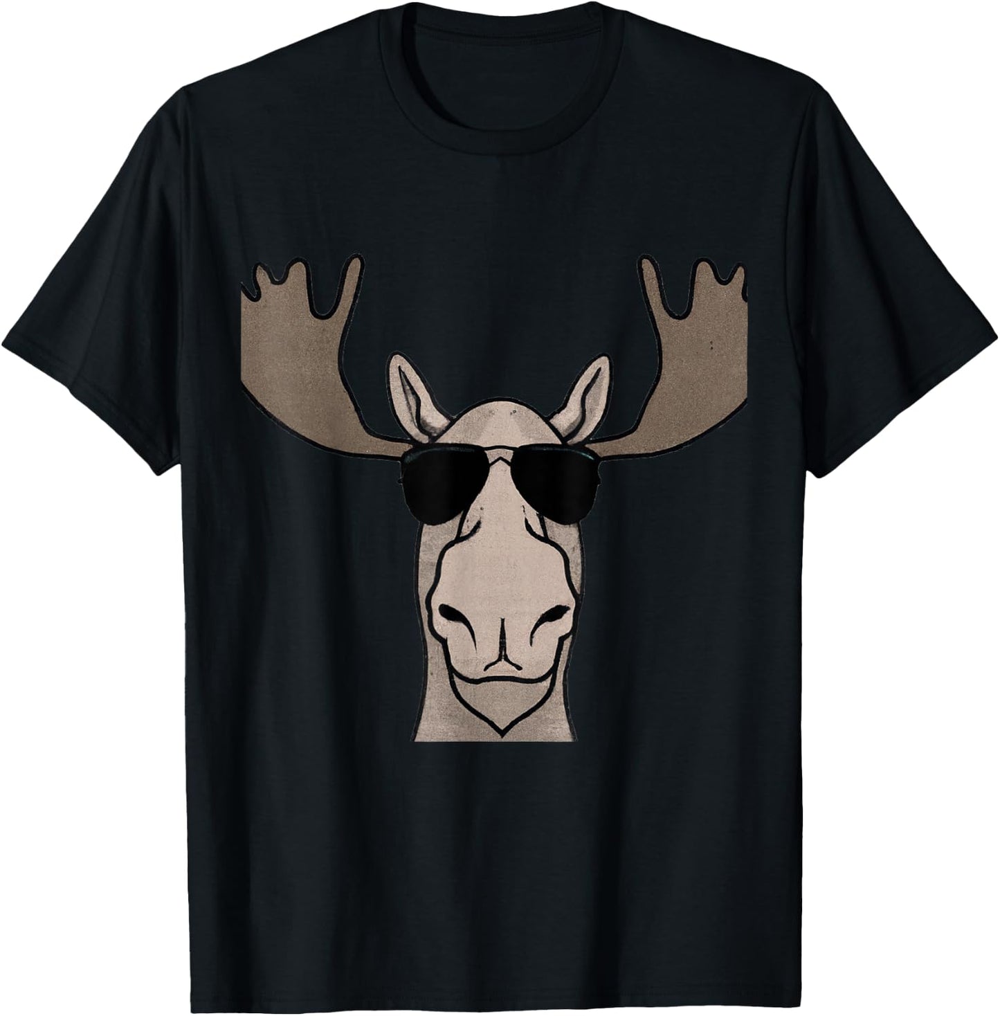 Moose Wearing Sunglasses Shades Retro Vintage Moose T-Shirt - T-Shirt | Black