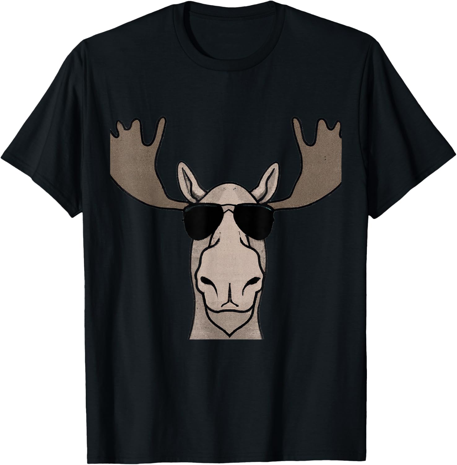 Moose Wearing Sunglasses Shades Retro Vintage Moose T-Shirt - T-Shirt | Black