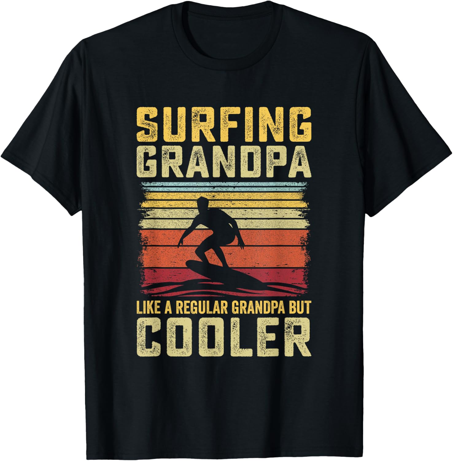 Surfer - Surfing Grandpa like a Regular Grandpa but Cooler T-Shirt - T-Shirt | Black